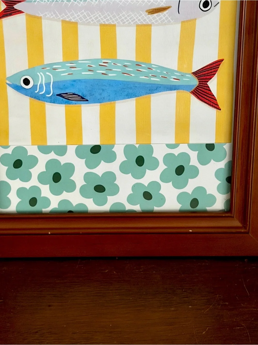 Colorful Fish Sardine Bright Floral Mediterranean Ocean Beach Canvas Print Frame
